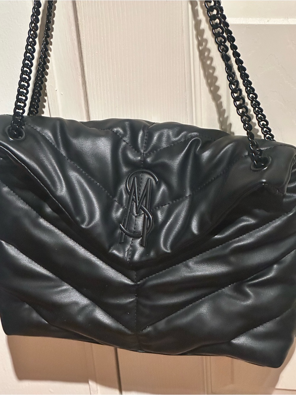 Steve Madden Quilted Vegan Leather Shoulder Bag with Chain Straps